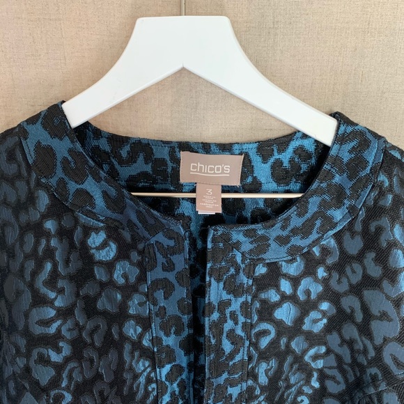 Chico’s Metallic Leopard Print Jacket | Size 3 - Picture 5 of 7